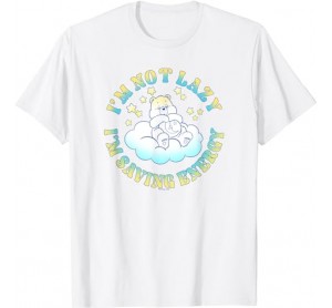 Care Bears Bedtime Bear Im Not Lazy Im Saving Energy Logo T-Shirt